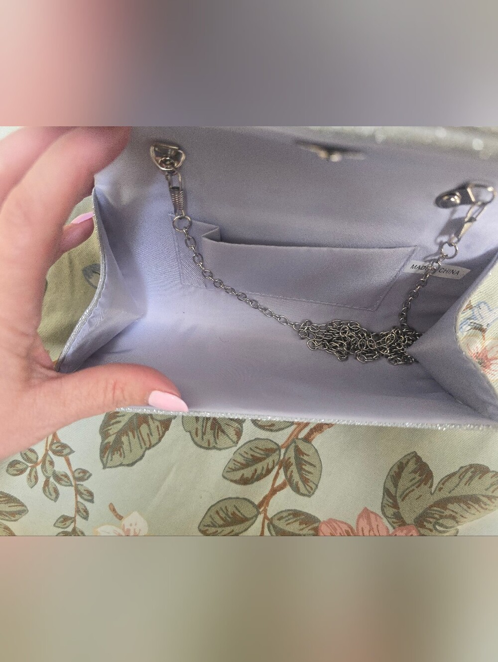 Silver Rhinestone Bow Evening Clutch - Picture 2 of 2